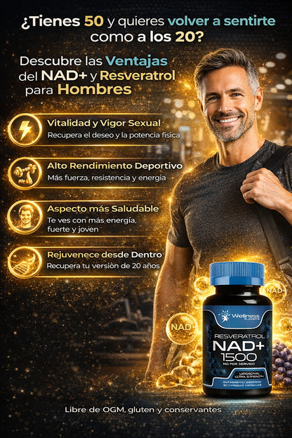 NAD+ con Resveratrol: Energía Celular, Enfoque Mental y Antienvejecimiento Visible en Solo 7 Días