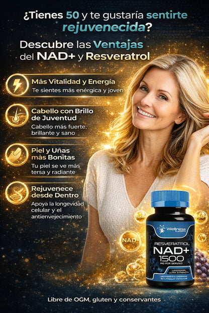 NAD+ con Resveratrol: Energía Celular, Enfoque Mental y Antienvejecimiento Visible en Solo 7 Días