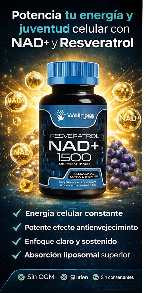 NAD+ con Resveratrol: Energía Celular, Enfoque Mental y Antienvejecimiento Visible en Solo 7 Días